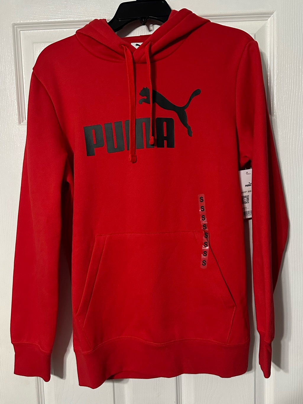 Nwt Mens Puma Red Hoodie With Black Logo Print